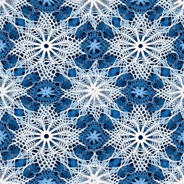 A blue and white pattern of flowers.