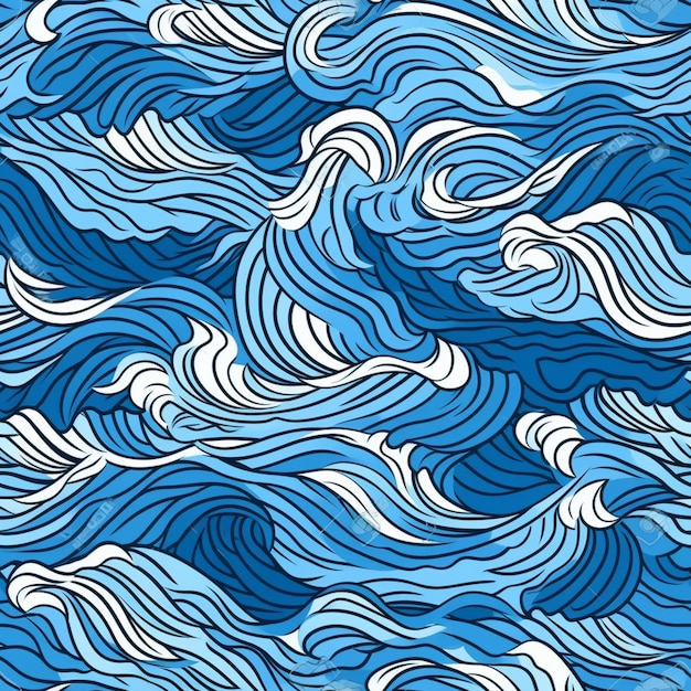 Photo a blue and white pattern of waves on a blue background generative ai