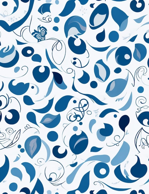 Blue and white pattern with elegant swirling designs