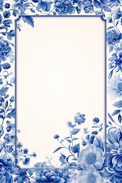 a blue and white picture of flowers and a picture of a flower.