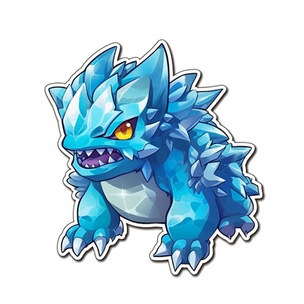 A blue and white pokemon sticker with a large generative ai