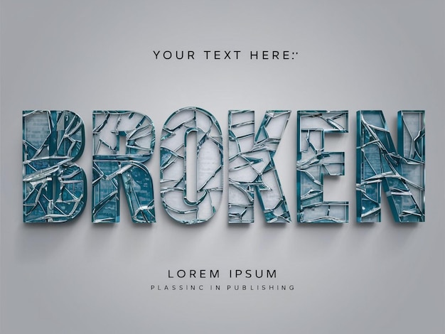 a blue and white poster with the words broken here