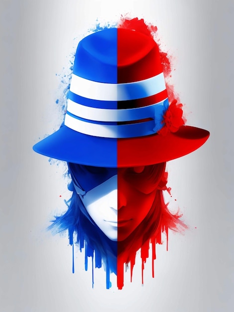 Blue white and red hat hacker bright theme