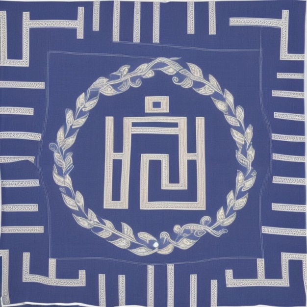 Photo a blue and white rug with a blue and white design