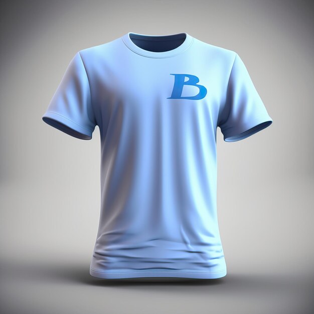 a blue and white shirt with the letter b on it