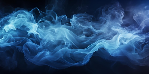 Blue and White Smoke on a Black Background