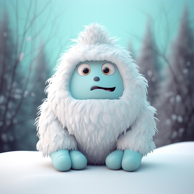 Adorable chibified white baby yeti: glittering shimmering white fur:: big  ice blue eyes: jumping in the snow ❄️: snowing winter day: snowy h - AI  Generated Artwork - NightCafe Creator