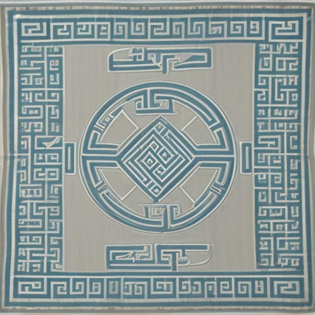 a blue and white square with a design on it that says the number 10