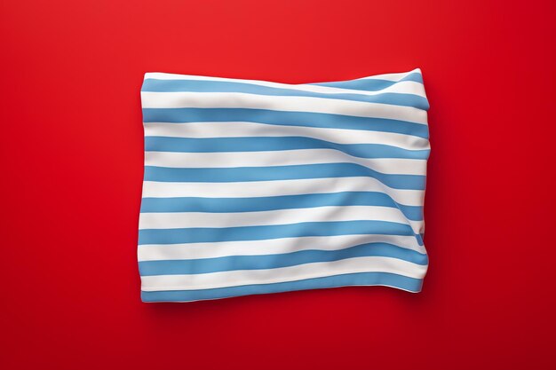 Blue And White Striped Beach Towel On An Isolated Background Generative AI