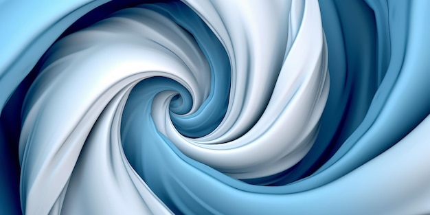 Foto un vortice blu e bianco in tre dimensioni è su uno sfondo luminoso generative ai