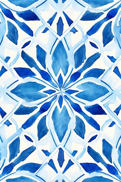 Photo a blue and white tile with a pattern of a flower