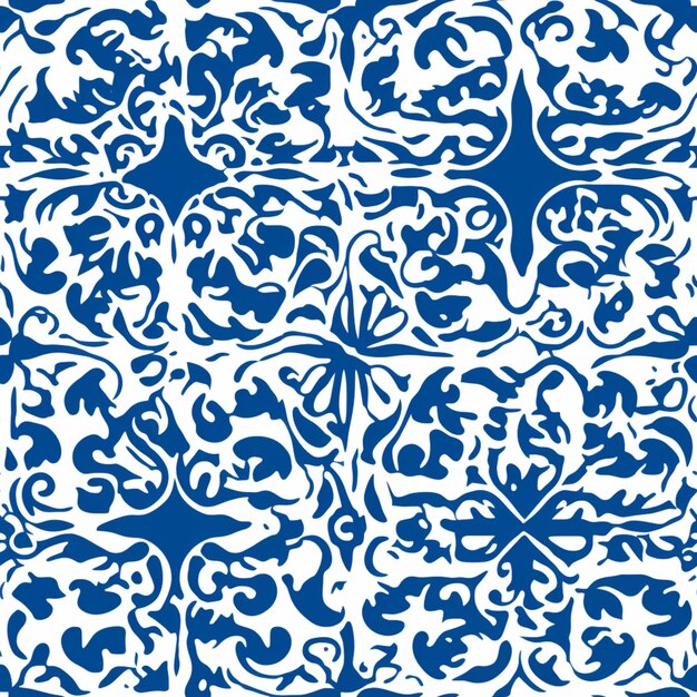 a blue and white tile with a pattern of swirls and scrolls generative ai