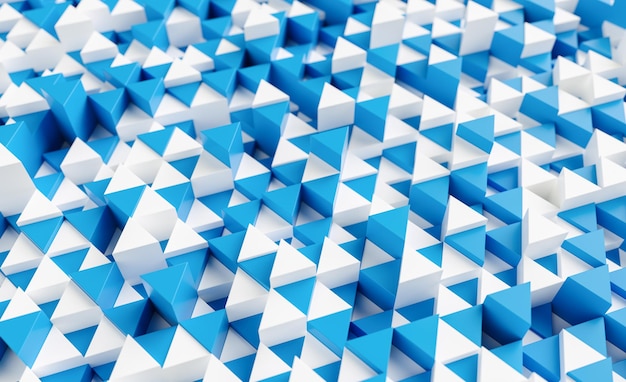 Blue and white triangular abstract background Grunge surface 3d rendering