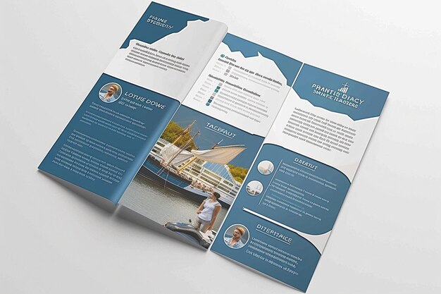Blue and white trifold brochure print