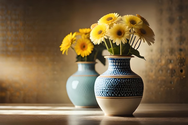 a blue and white vase with the word " h " on it