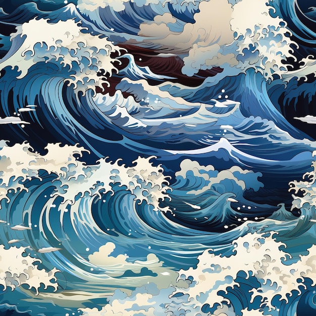 blue and white wave pattern