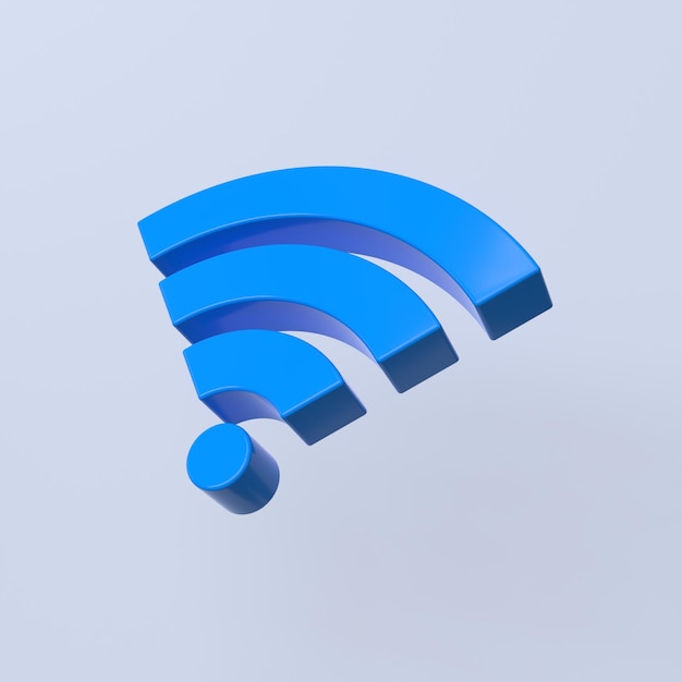 Illustrazione di rendering 3d dell'icona wifi blu