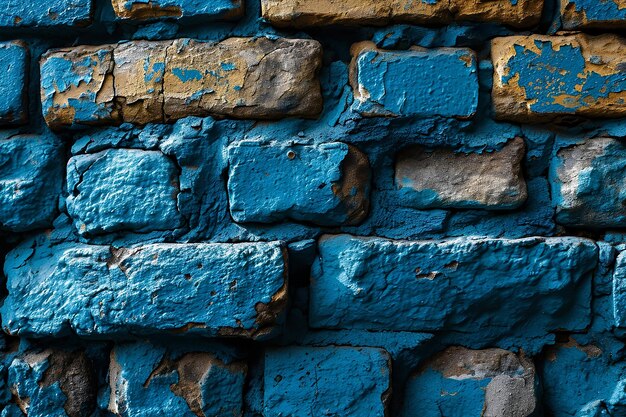 A blue windowsill sits beside a brick wall with a blue door