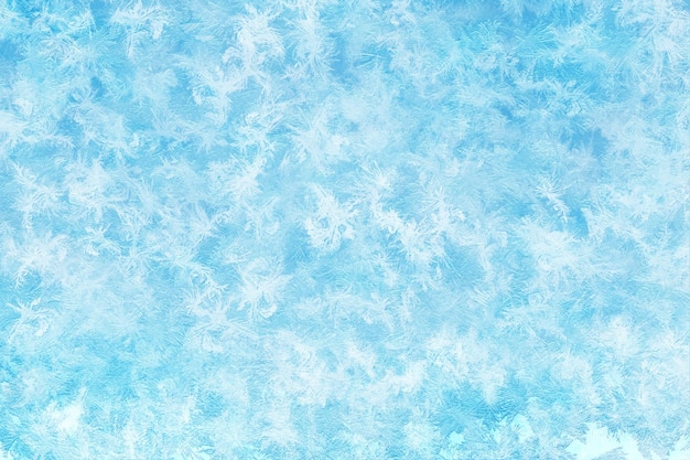 写真 霜の飾りと青い冬の背景