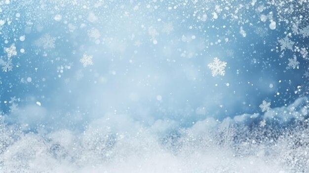 Blue winter background with snoflakes for christmas or new year holidays