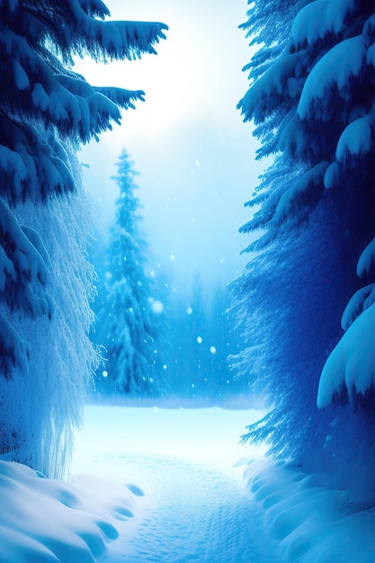 Blue winter background with snowflakes