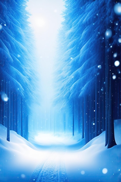 Blue winter background with snowflakes