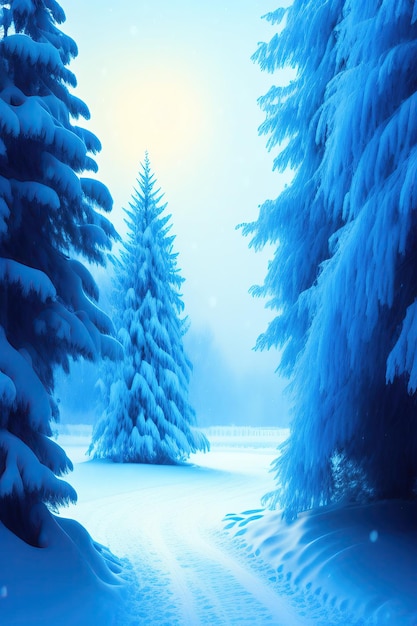 Blue winter background with snowflakes