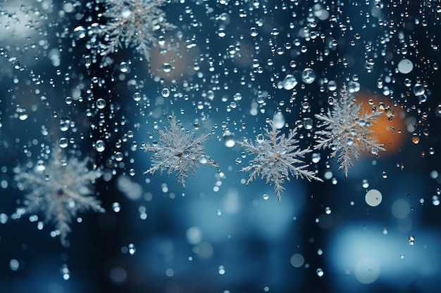 Blue winter Christmas background with snowflakes