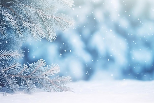 blue winter christmas nature background frame