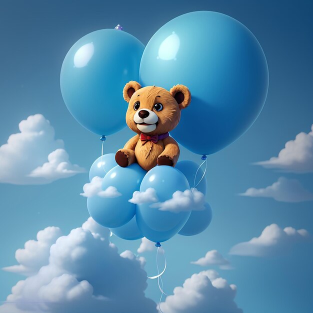 Foto blue winter sleepy brown bear con i palloncini seduto su una nuvola scintillante clipart trasparente