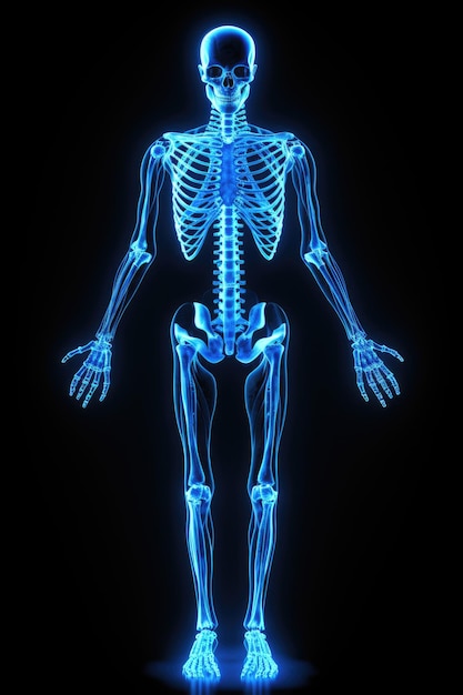 Foto blue wireframe anatomia del cranio umano generata da ai immagine