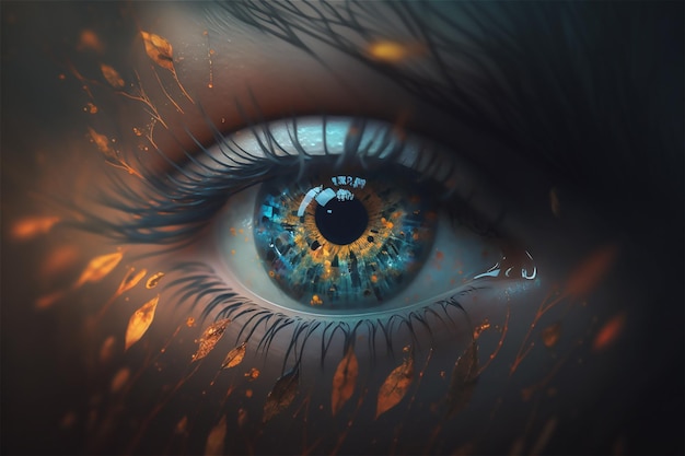 Blue woman eye macro Generative AI