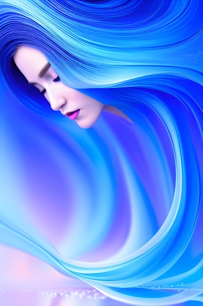 青い髪の青い女性