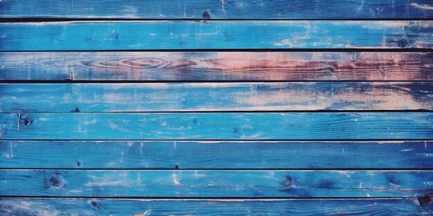 A blue wood wall with a red and blue background.