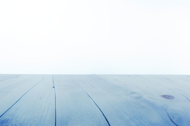 Blue wooden floor white background wood planks stage for product display