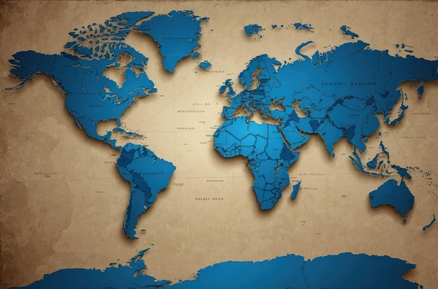 Photo blue world map