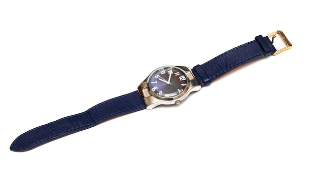 Photo blue wristwatch isolated on a white background