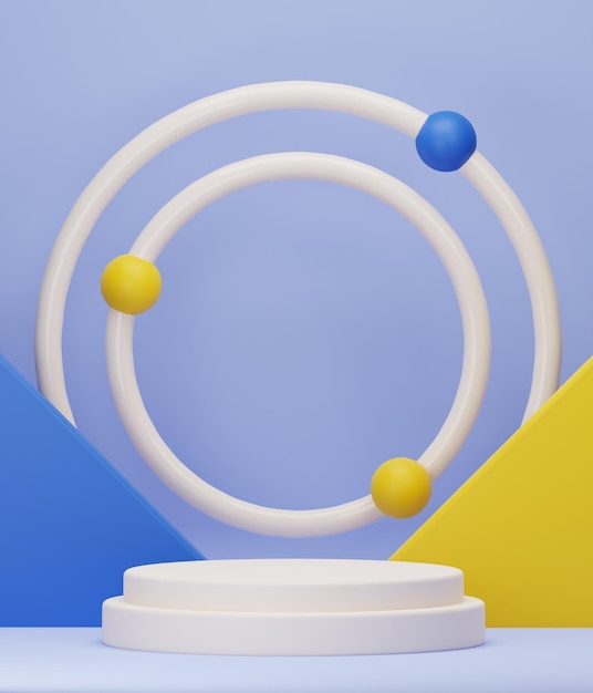 Blue and Yellow 3D Podium Render