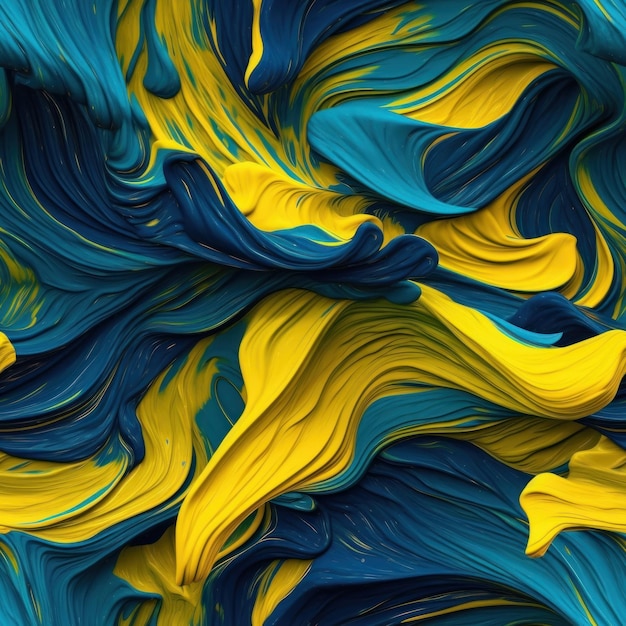 Blue and yellow abstract art with a blue background