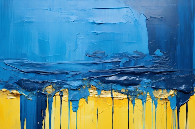 Blue Over Yellow Abstract Art