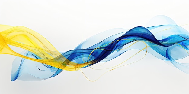 синяя и желтая стрелка с полосами в стиле кинетических линий и кривых