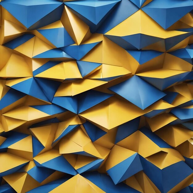 Photo a blue and yellow background with a pattern of triangles