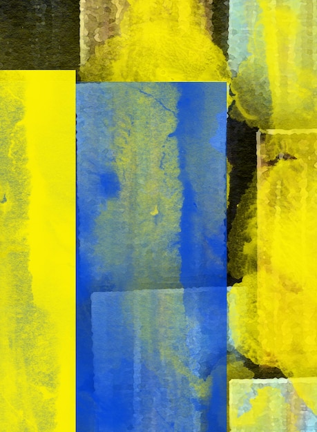 A blue and yellow background with a square in the middle.