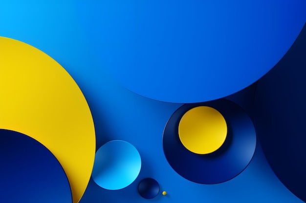 Blue and yellow background with yellow and blue dots circle