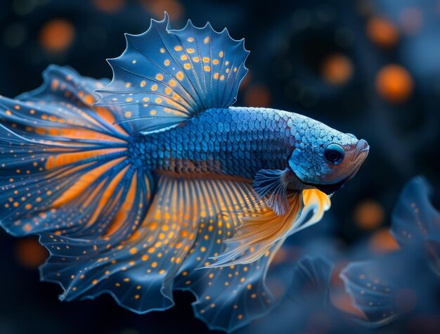 Blue and yellow betta fish