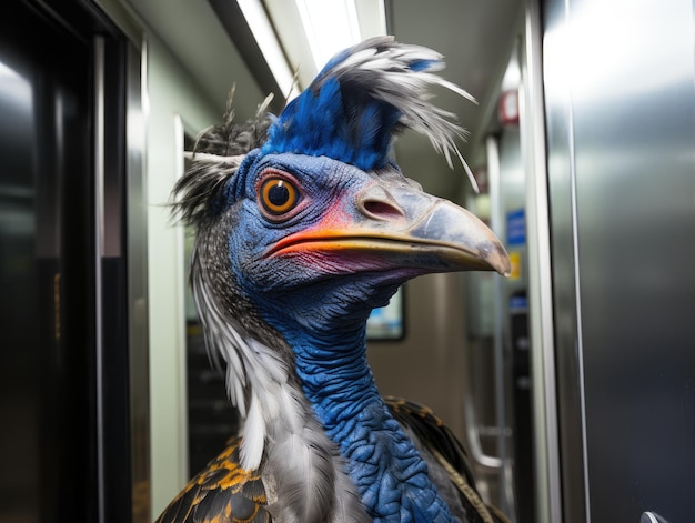 Foto un uccello blu e giallo