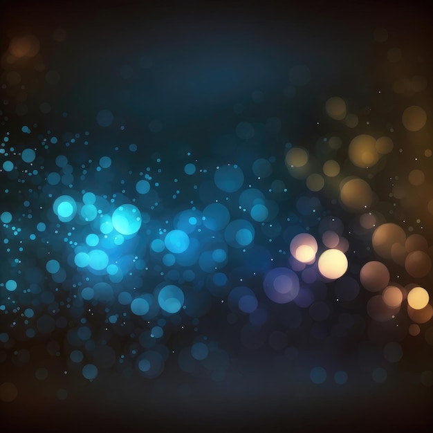 A blue and yellow bokeh glittery background