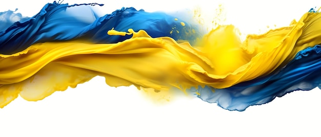 Blue and yellow color diffusion on white background Abstract Ukraine flag colors banner