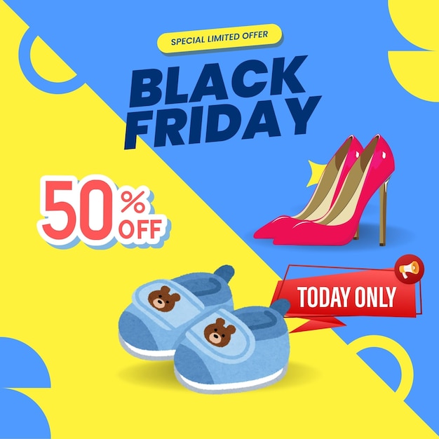 blue and yellow elegant black friday discount instagram post 1