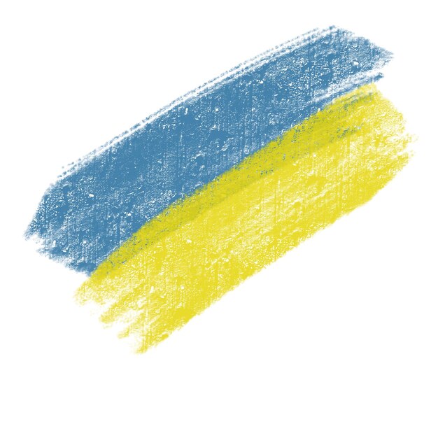 Blue and yellow flag of ukraine drawn with crayons